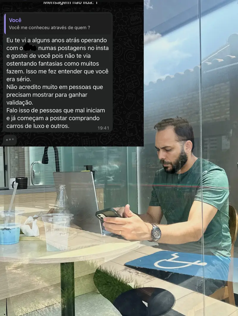Mensagem de um seguidor dizendo que escolheu o Alan por ele não ostentar